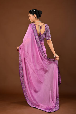Onion Soft Silk Saree: Sequins and Pearl