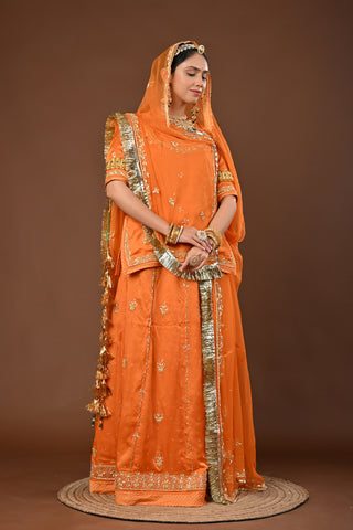Mustard Rajputi Poshak with Zardozi in Pure Georgette