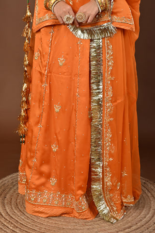 Mustard Rajputi Poshak with Zardozi in Pure Georgette