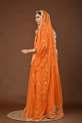 Mustard Rajputi Poshak with Zardozi in Pure Georgette