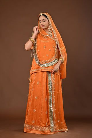 Mustard Rajputi Poshak with Zardozi in Pure Georgette