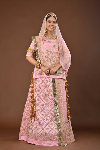 Baby Pink Rajputi Poshak with Zardozi in Pure Georgette