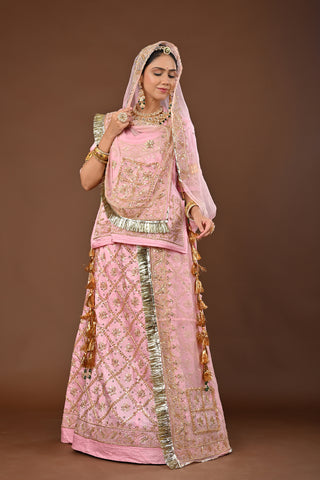 Baby Pink Rajputi Poshak with Zardozi in Pure Georgette
