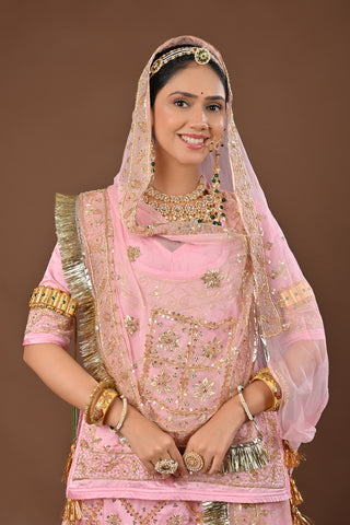 Baby Pink Rajputi Poshak with Zardozi in Pure Georgette