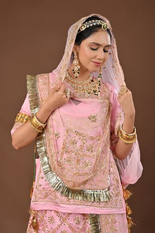 Baby Pink Rajputi Poshak with Zardozi in Pure Georgette