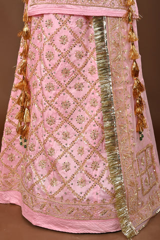 Baby Pink Rajputi Poshak with Zardozi in Pure Georgette
