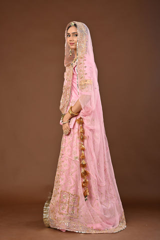 Baby Pink Rajputi Poshak with Zardozi in Pure Georgette