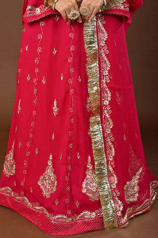 Rani Traditional Rajputi Poshak in Pure Georgette with Jamdani Aari Pittan Work