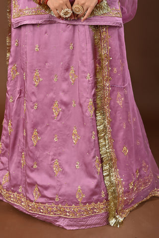 Purple Traditional Rajputi Poshak in Pure Georgette with Zardozi Work