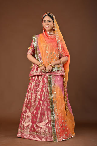 Multi Shaded Odhna Pure Georgette Rajputi Poshak featuring Zardozi Embroidery