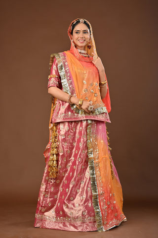 Multi Shaded Odhna Pure Georgette Rajputi Poshak featuring Zardozi Embroidery