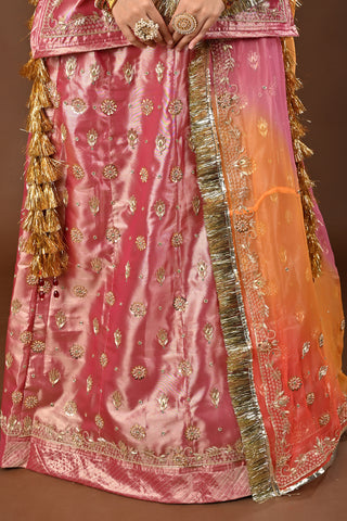 Multi Shaded Odhna Pure Georgette Rajputi Poshak featuring Zardozi Embroidery