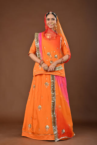 Multi Shaded Odhna Pure Georgette Rajputi Poshak featuring Aari Pittan with kasab Embroidery