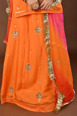 Multi Shaded Odhna Pure Georgette Rajputi Poshak featuring Aari Pittan with kasab Embroidery