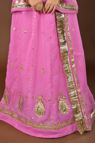 Pink Faux Georgette Rajputi Poshak featuring Gota Patti Embroidery