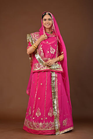 Rani Traditional Rajputi Poshak in Faux Georgette with Gota Patti with kundan Work