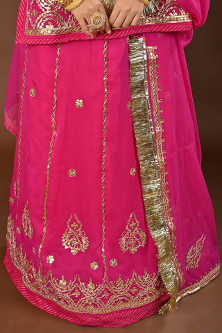 Rani Traditional Rajputi Poshak in Faux Georgette with Gota Patti with kundan Work