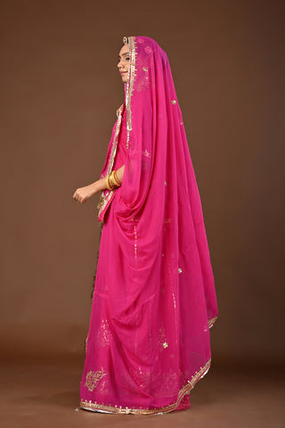 Rani Traditional Rajputi Poshak in Faux Georgette with Gota Patti with kundan Work