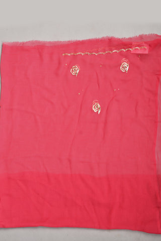 Shaded Dusty Onion and Mustard Chiffon Saree with Aari Kasab and sequins work with floral motifs