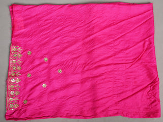 Hot pink Tussar silk Saree: Lehariya Saree with Marodi, Gota and