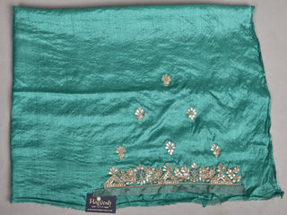 Designer Teal Green Tussar silk Saree adorned with Lehariya Saree with Marodi and Gota