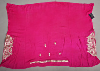 Hot pink Saree in Chinnon featuring Bandhej Saree with Gota Patti Heavy