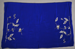 Royal Blue Platinum Chiffon Saree with Aari Kasab Jaal with Zardozi and requins motifs