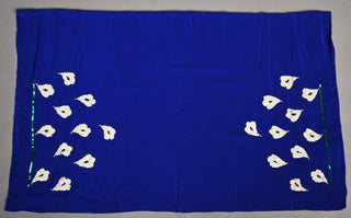 Royal Blue Platinum Chiffon Saree with Heavy sequins offwhite flower big boota with green contrast jaal all over