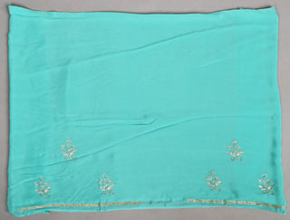 Light Sea Green Chiffon Saree with Jamdani Ganga Jamuni aari Kasab Boarder with Cutdana and moti