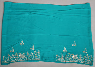 Firozi Chiffon Saree with Aari Kasab