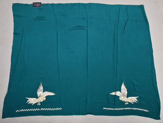 Shaded Teal Green Platinum Chiffon Saree with Aari Kasab Ganga Jamuni Bird Motif border with zardozi and sequins