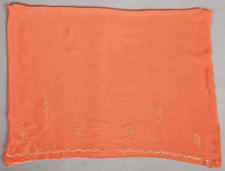 Dusty Peach Chiffon Saree with Cutting Cutdana border with Peacock Motifs