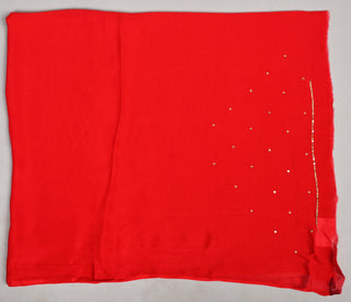 Red Chiffon Saree with Aari Kasab Cutting Jali boota with Zardozi and sequins
