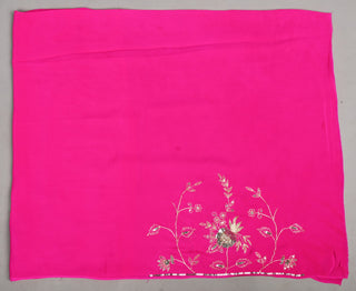 Rani Platinum Chiffon Saree with Aari Kasab Jaal with zarozi and sequins motifs