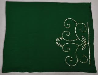 Bottle Green Platinum Chiffon Saree with Sequins Jaal with Aari Kasab Boota