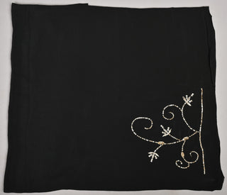 Black Platinum Chiffon Saree with Sequins Jaal with intricate aari cutwork motifs