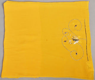 Yellow Platinum Chiffon Saree with Ulti Katori Jaal with Mukesh leafs