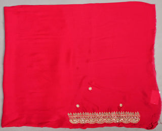 Rani Chiffon Saree with Mirror and Resham cutwork Border with cutdana