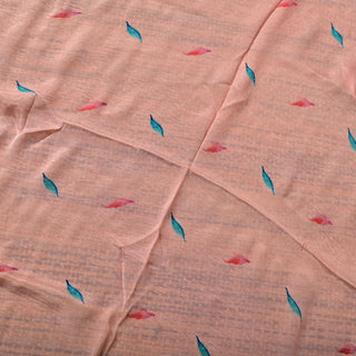 Baby Pink Printed Chiffon Saree with Floral Border Digital Print