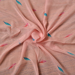 Baby Pink Printed Chiffon Saree with Floral Border Digital Print