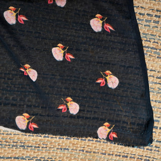 Black Printed Chiffon Saree with Bold Abstract Floral Digital Print