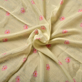 Lemon Yellow Printed Chiffon Saree with Soft Watercolor Floral Digital Print