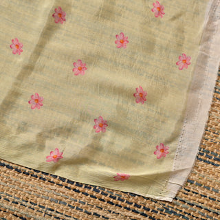 Lemon Yellow Printed Chiffon Saree with Soft Watercolor Floral Digital Print