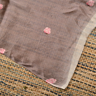 Mauve Printed Chiffon Saree with Floral Digital Print and Cold Shoulder Tie-Up Blouse